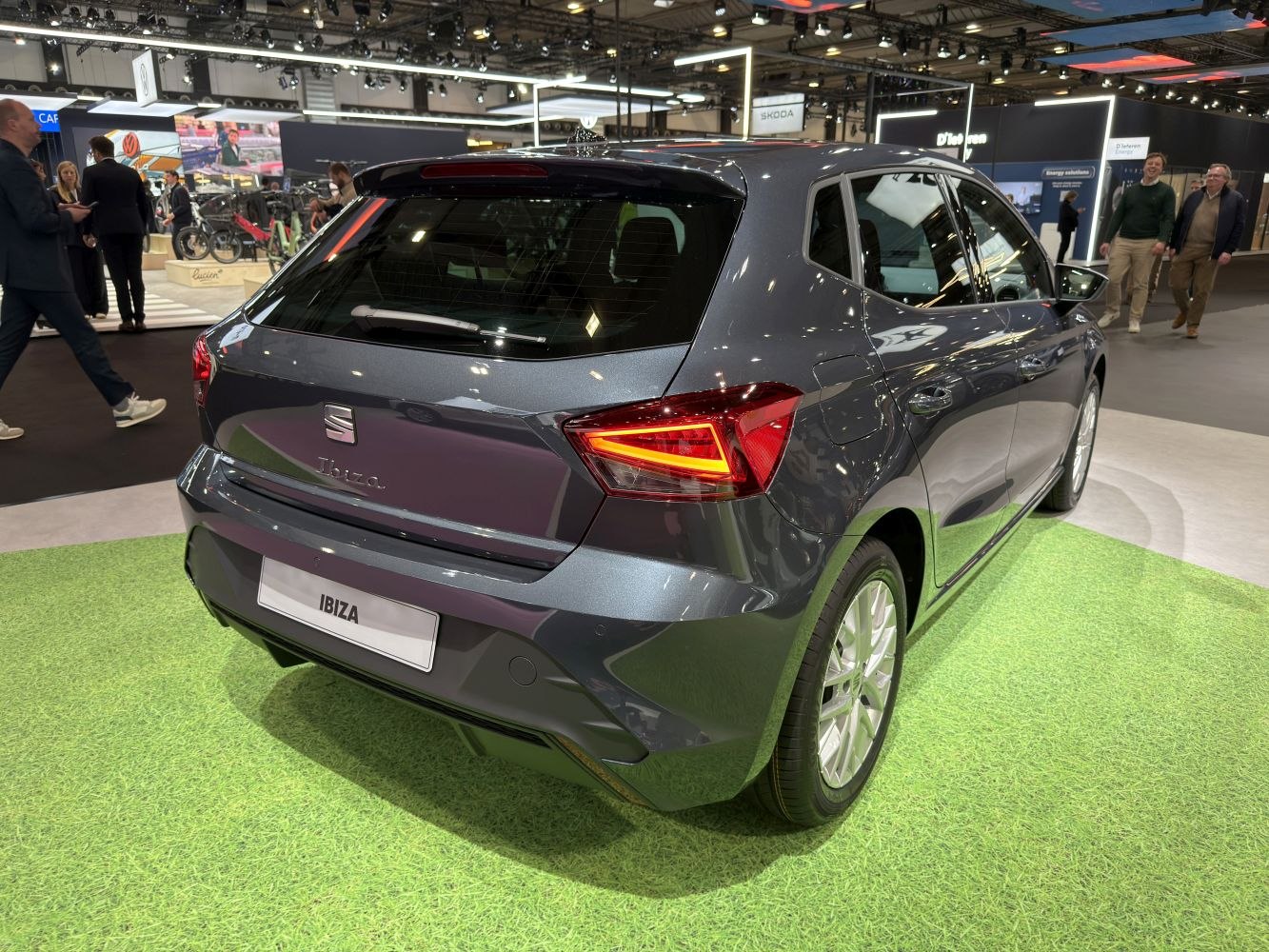Rear view with LED tail lights of a modern hatchback
