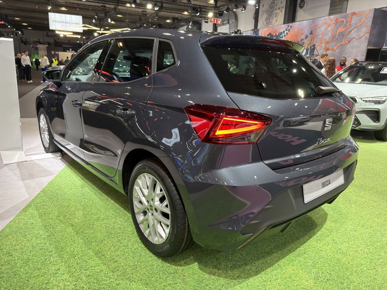 Rear and side view of compact hatchback with LED tail lights