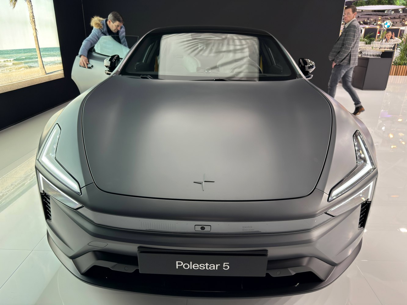 Front view featuring sleek hood and distinctive LED headlights