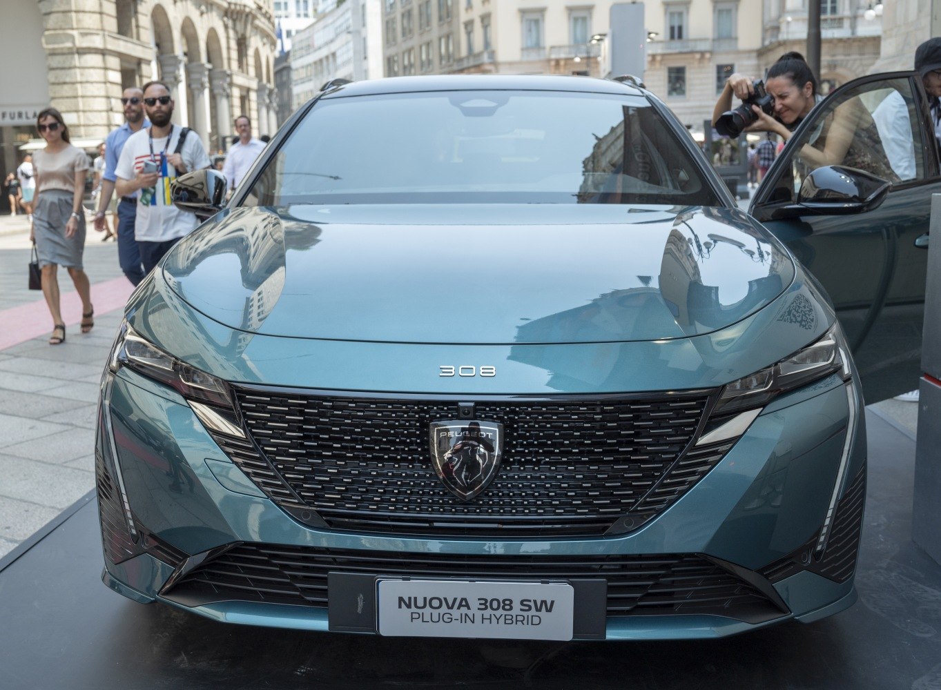 Front view with distinctive grille and sleek headlights