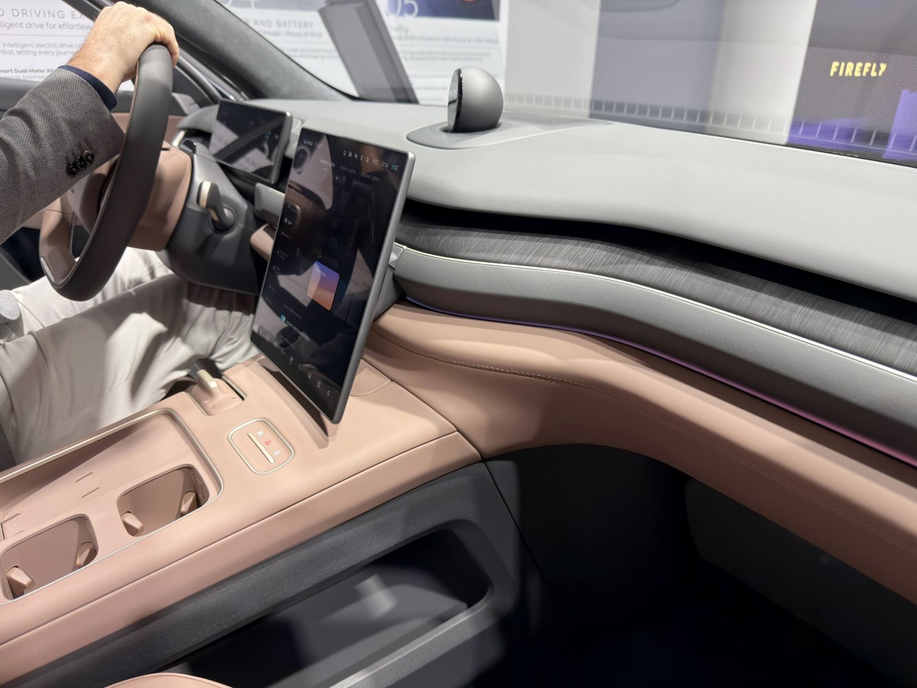 Large central touchscreen and modern dashboard design in vehicle interior