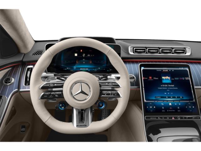 Multifunction steering wheel and digital dashboard in luxury car interior