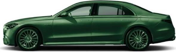 Side profile of a sleek luxury sedan with alloy wheels