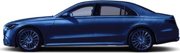 Side profile of a luxury sedan with modern alloy wheels and sleek design
