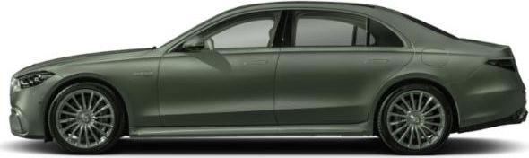 Side profile of a modern luxury sedan with smooth lines and alloy wheels