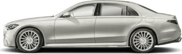 Aerodynamic luxury sedan profile with multi-spoke alloy wheels.