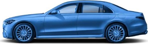 Side profile of luxury sedan with sleek, aerodynamic design and refined lines
