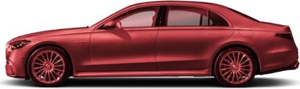 Sleek side profile of elongated luxury sedan with alloy wheels