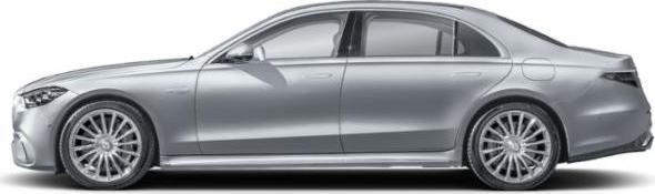 Side profile of a luxury sedan with multi-spoke alloy wheels and aerodynamic shape