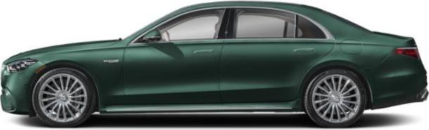 Side profile of a sleek luxury sedan with multi-spoke alloy wheels
