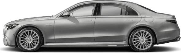 Long-wheelbase luxury sedan with aerodynamic body and alloy wheels