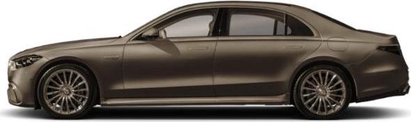 Luxury sedan profile with aerodynamic body and large multi-spoke alloy wheels