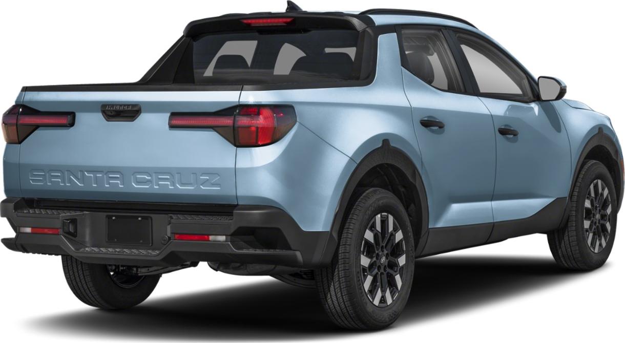 Rear view of midsize pickup with tailgate lettering and distinct rear lights