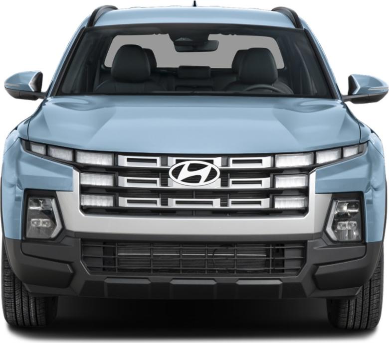 Bold grille and modern headlights of 2025 pickup front view