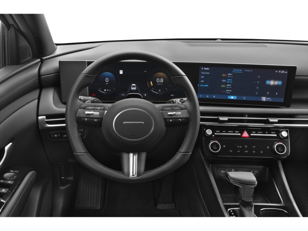 Digital instrument cluster with touchscreen infotainment and modern controls