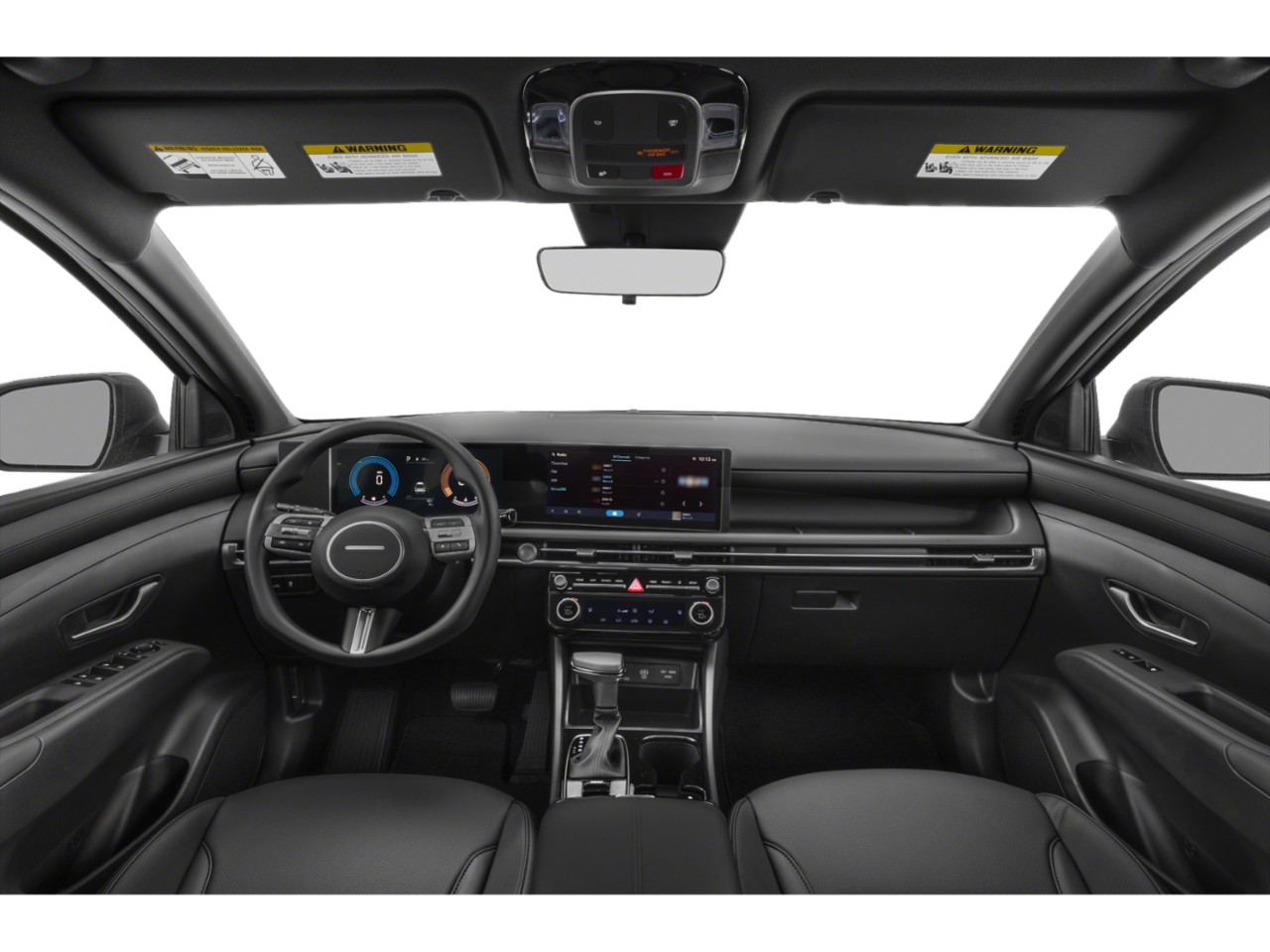 Digital instrument cluster and touch screen infotainment in modern interior