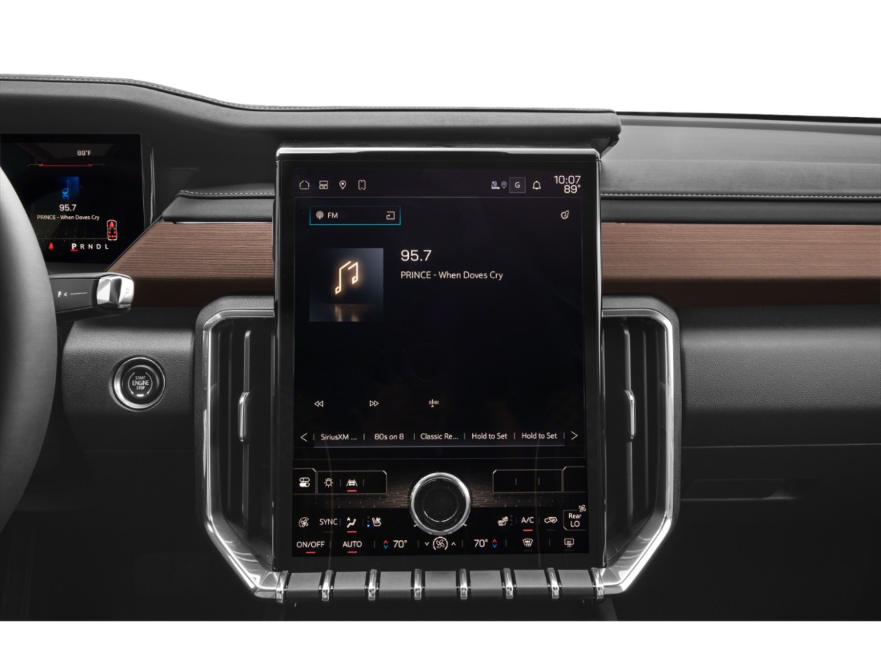 Large vertical touchscreen infotainment and climate control panel