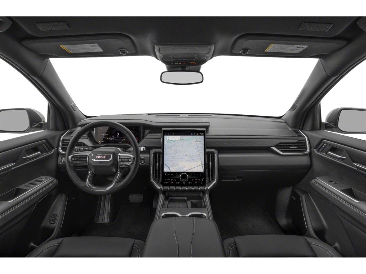 Digital dashboard and large touchscreen infotainment system in a modern car interior