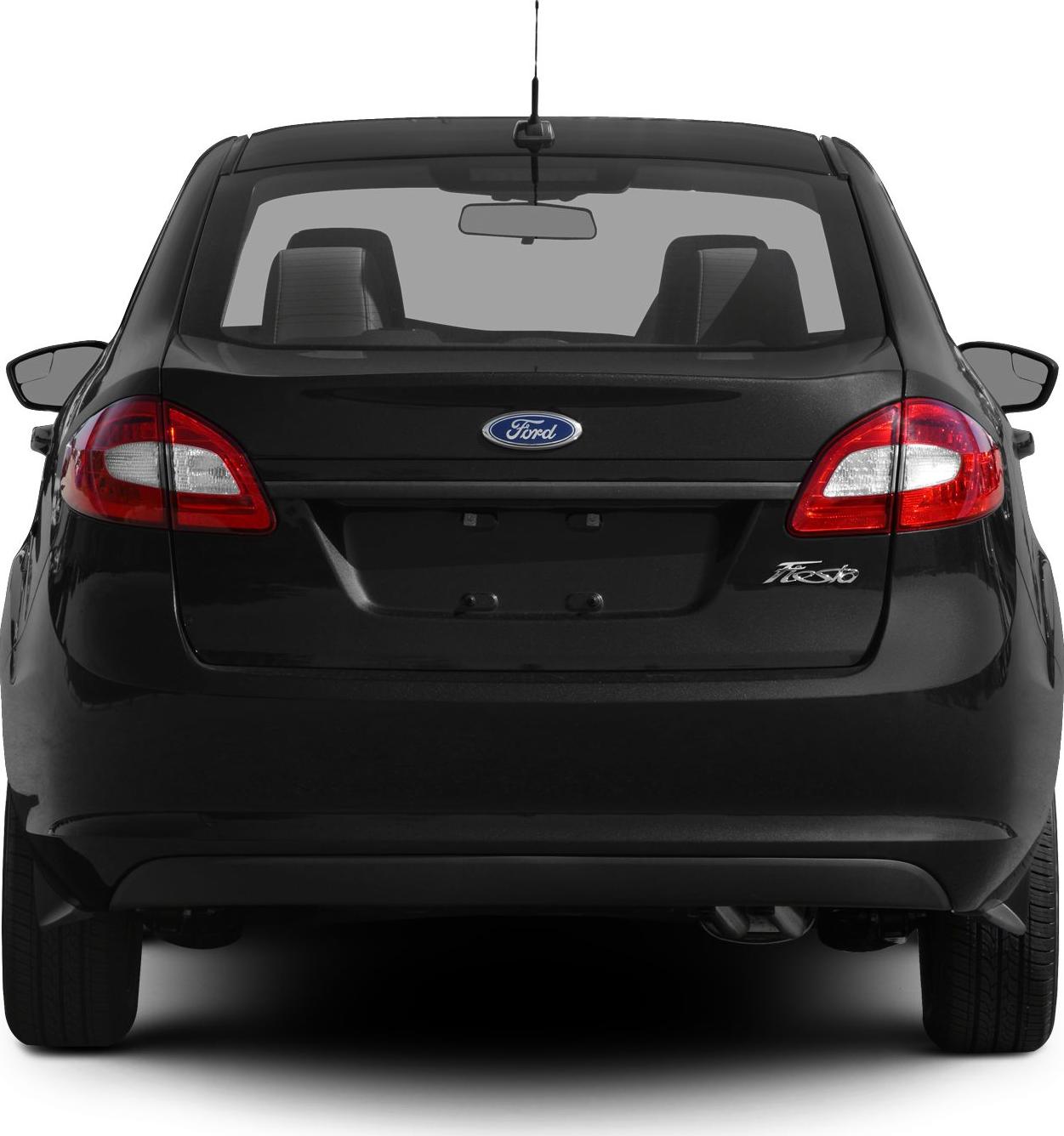 Rear view of compact sedan showing taillights and rear window