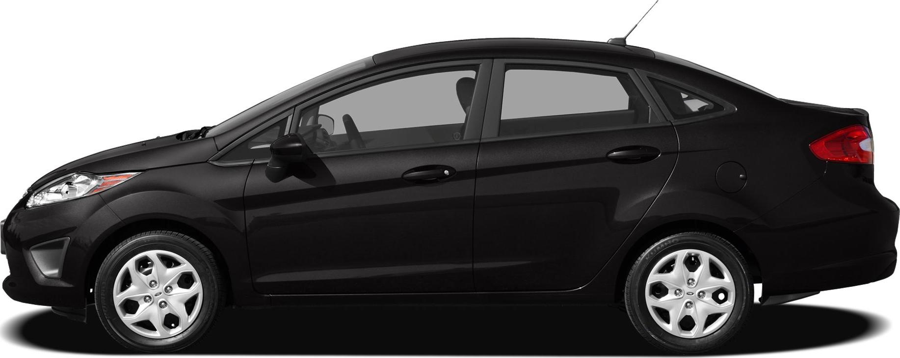 Side profile of black compact sedan with smooth design and alloy wheels