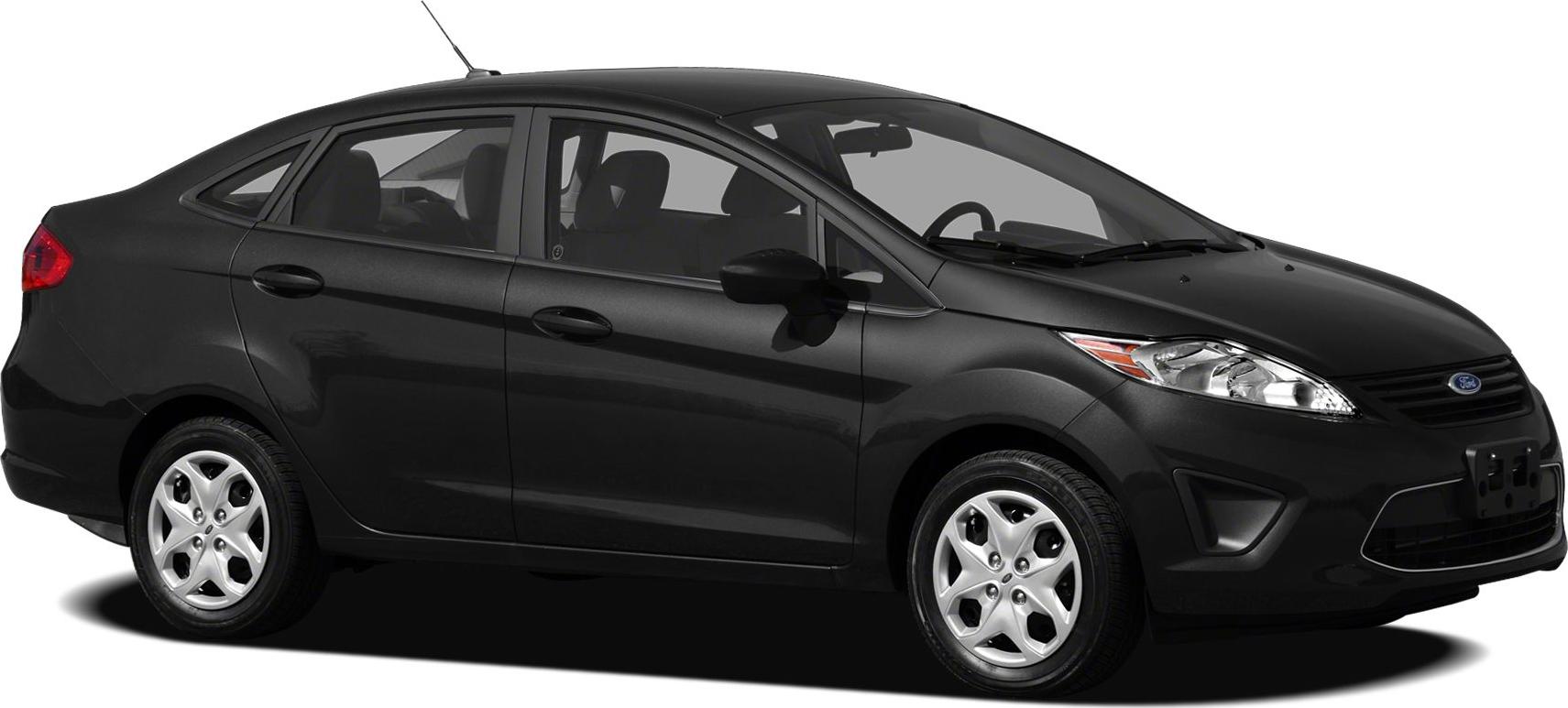 Black compact sedan showing side profile with four doors and alloy wheels