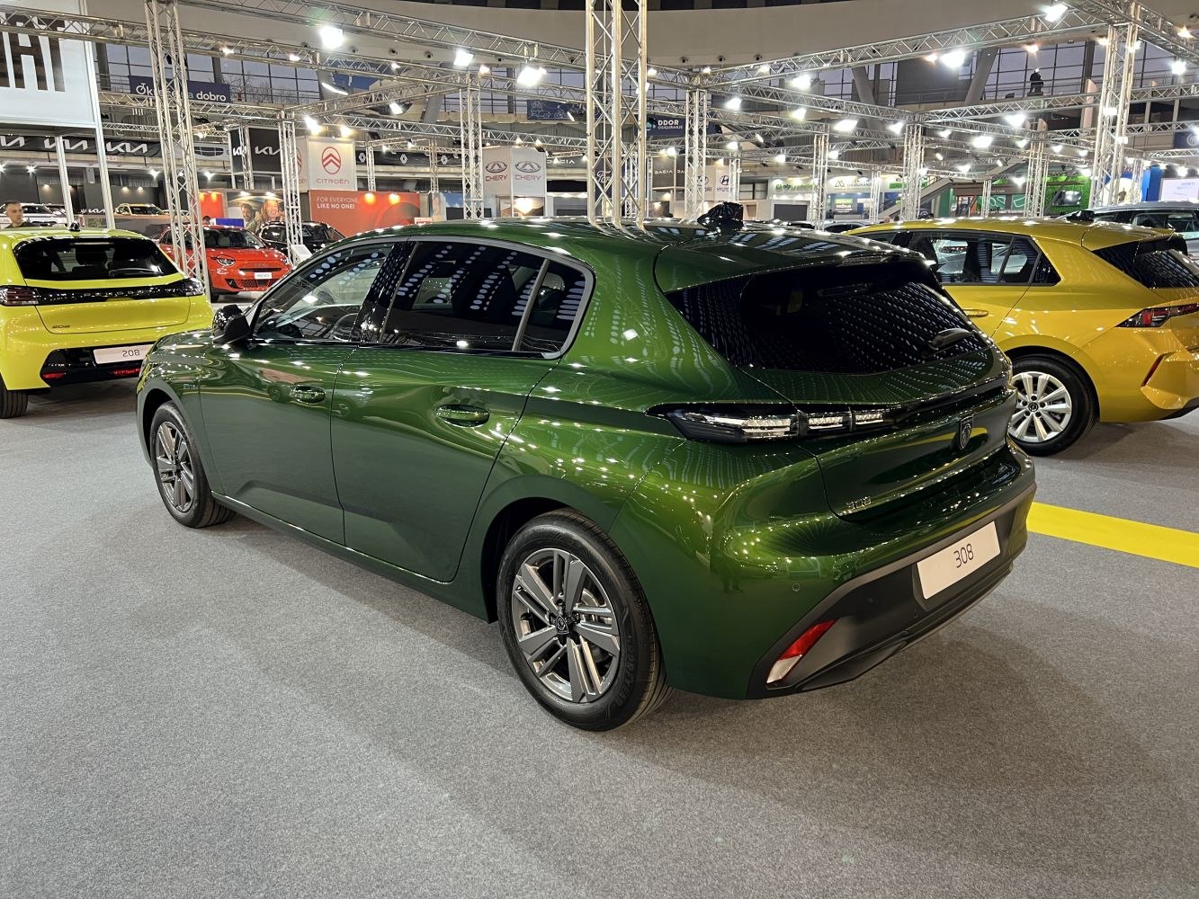 Modern hatchback rear side with LED tail lights and aerodynamic curves
