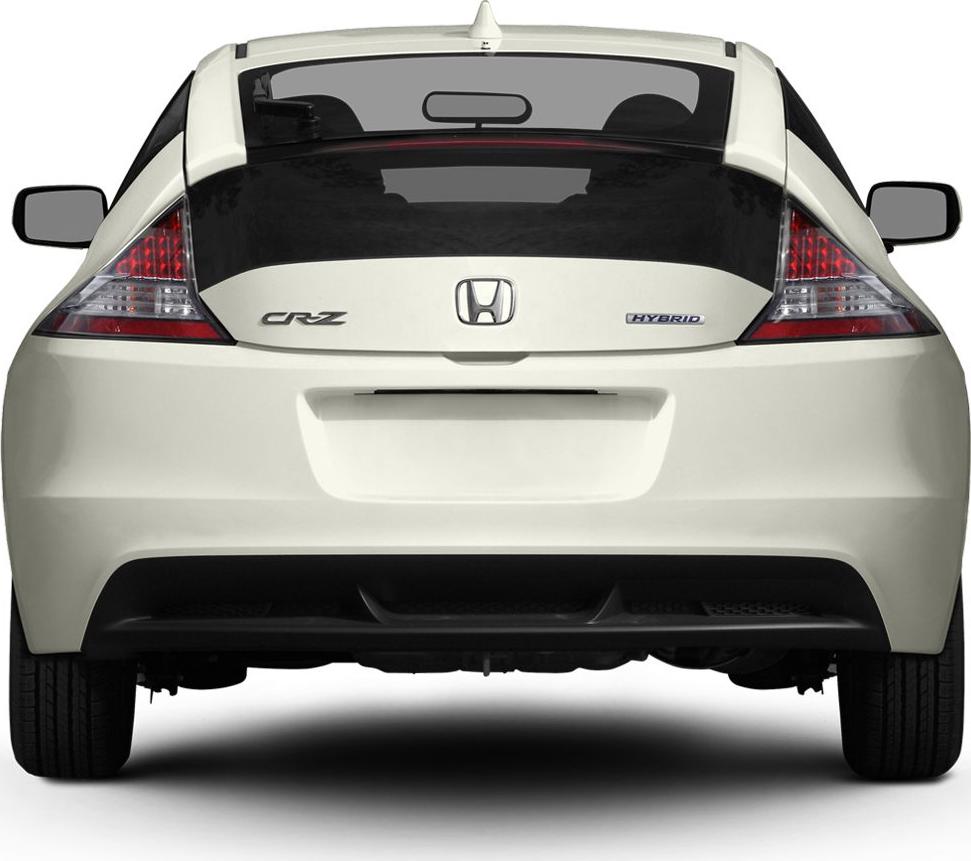 Rear view of a hybrid hatchback with distinctive taillights and rear design