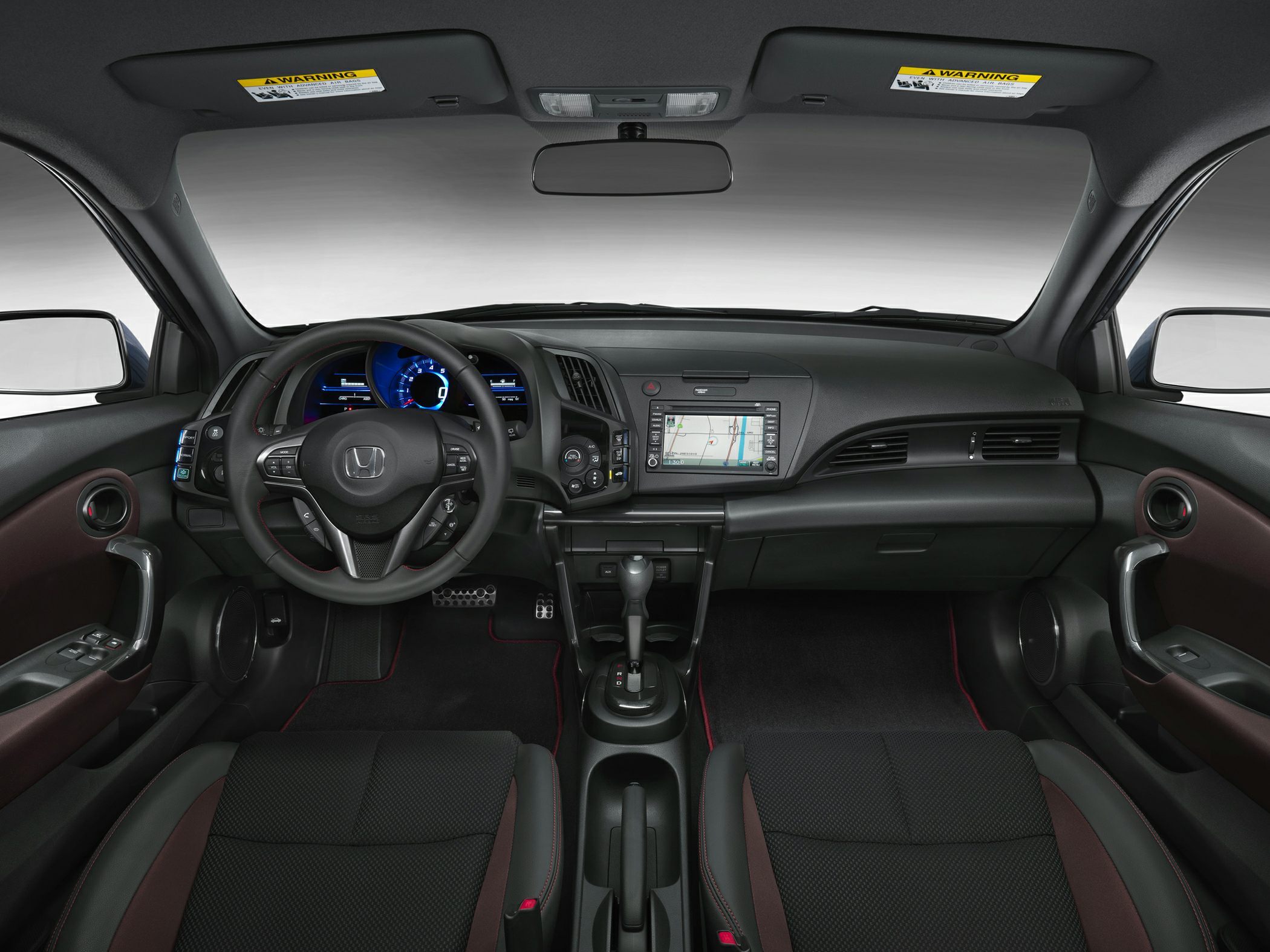 Modern car interior with digital dashboard and infotainment display