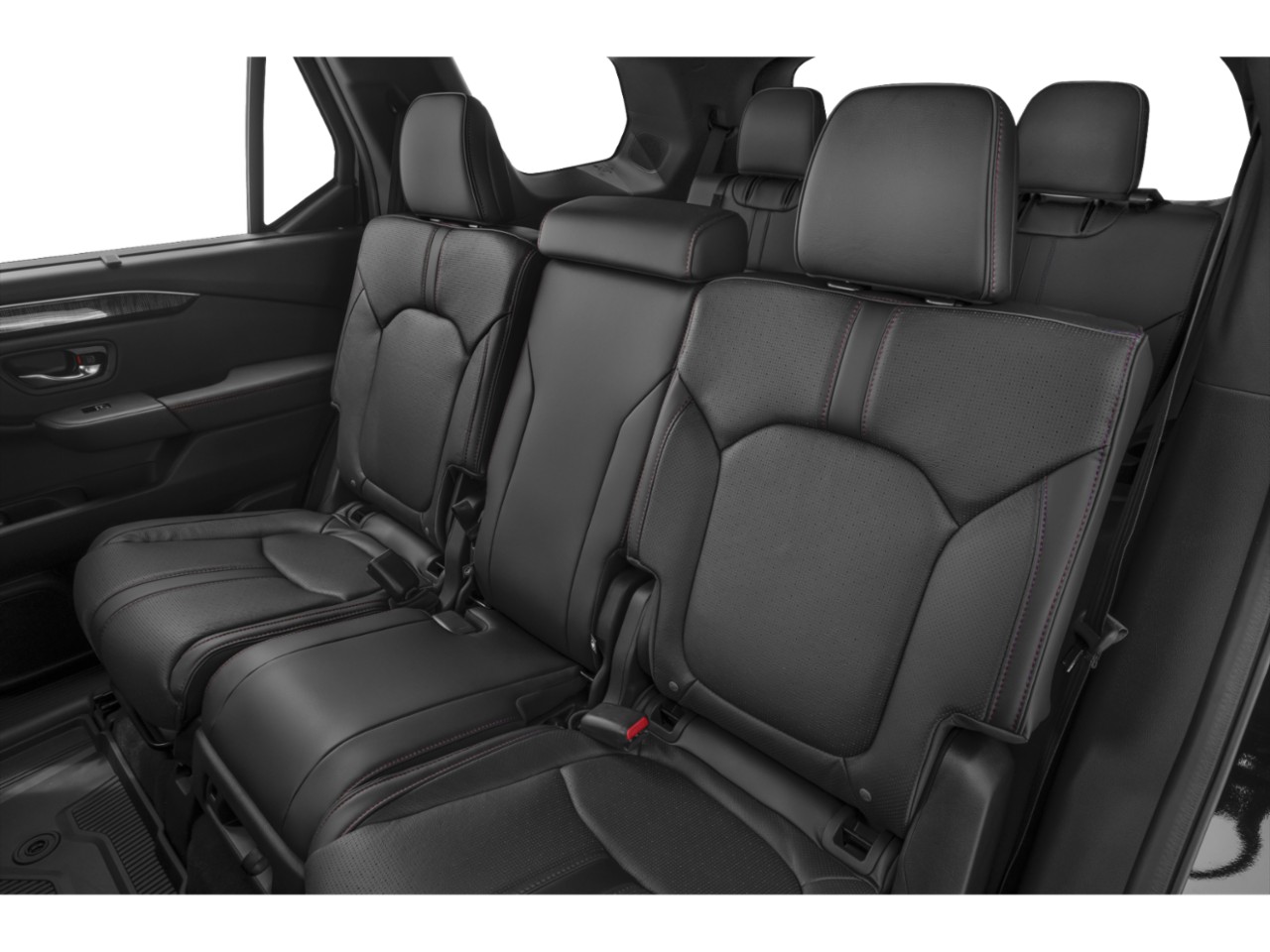 Black leather rear seats with headrests and spacious SUV interior