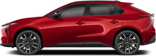 Side profile of a sleek electric SUV with sharp lines and alloy wheels.
