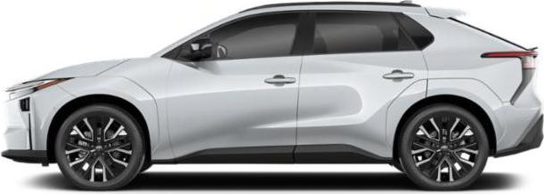 Side profile of a sleek electric SUV with aerodynamic body and distinct wheel design