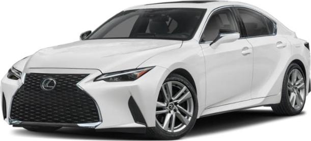 Front view of sleek sports sedan with spindle grille and LED headlights