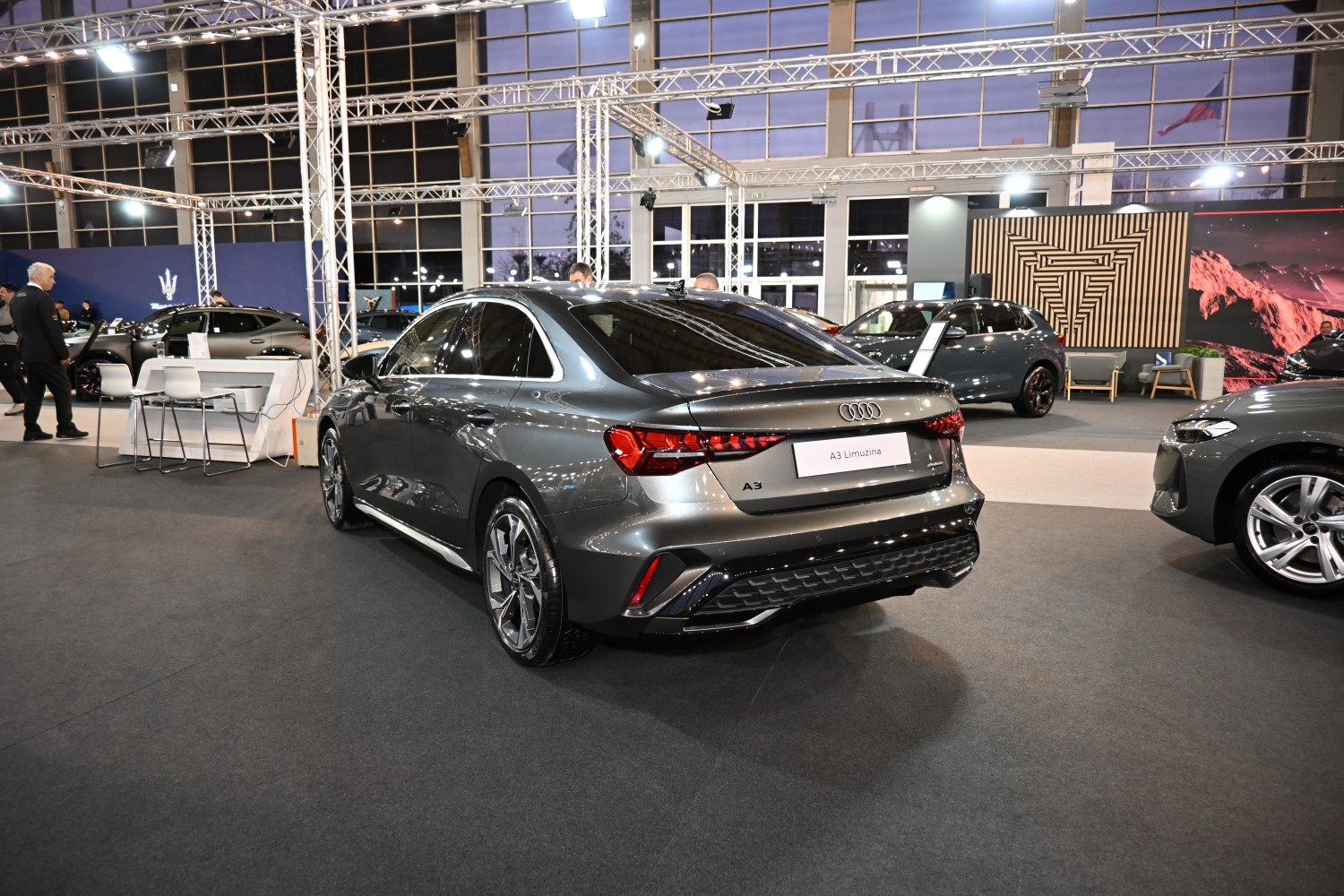 Rear view of a modern sedan with distinctive taillights and sleek design