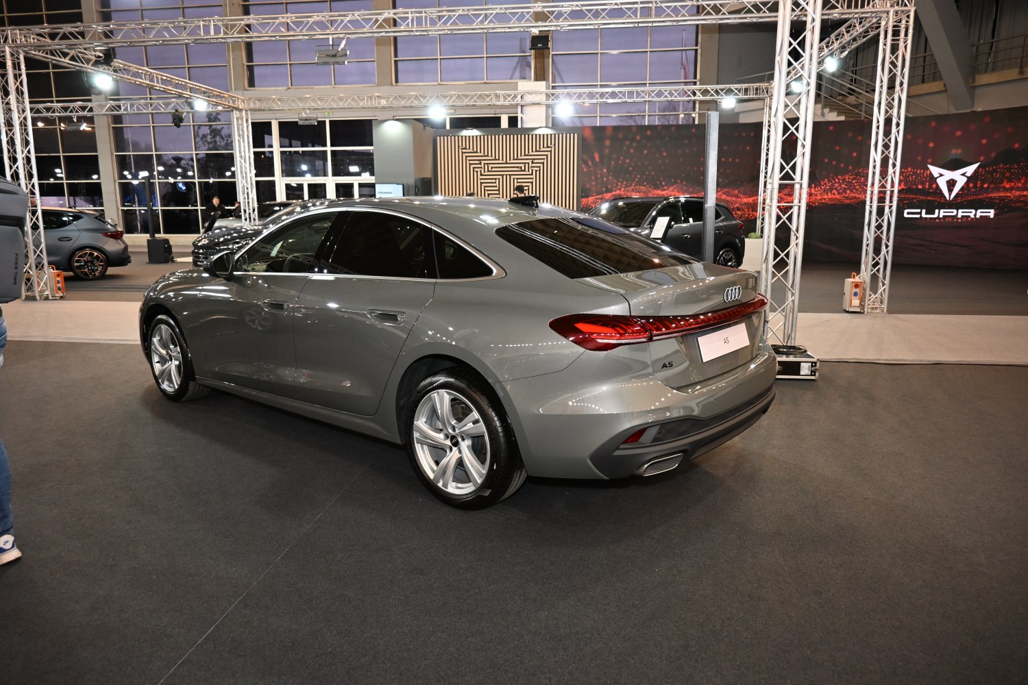 Rear side profile with LED tail lights and alloy wheels