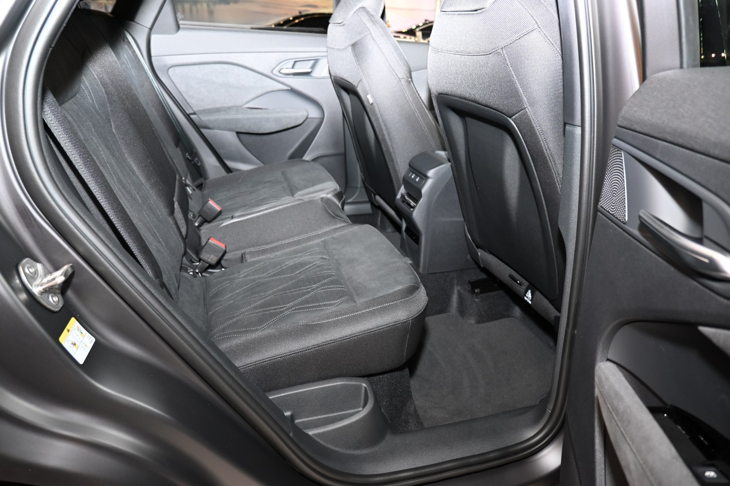Rear seat interior with fabric upholstery and spacious legroom