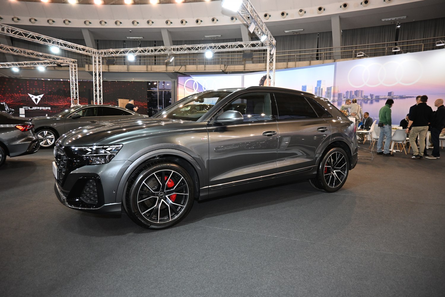 Side profile of SUV with sporty wheels and red brake calipers