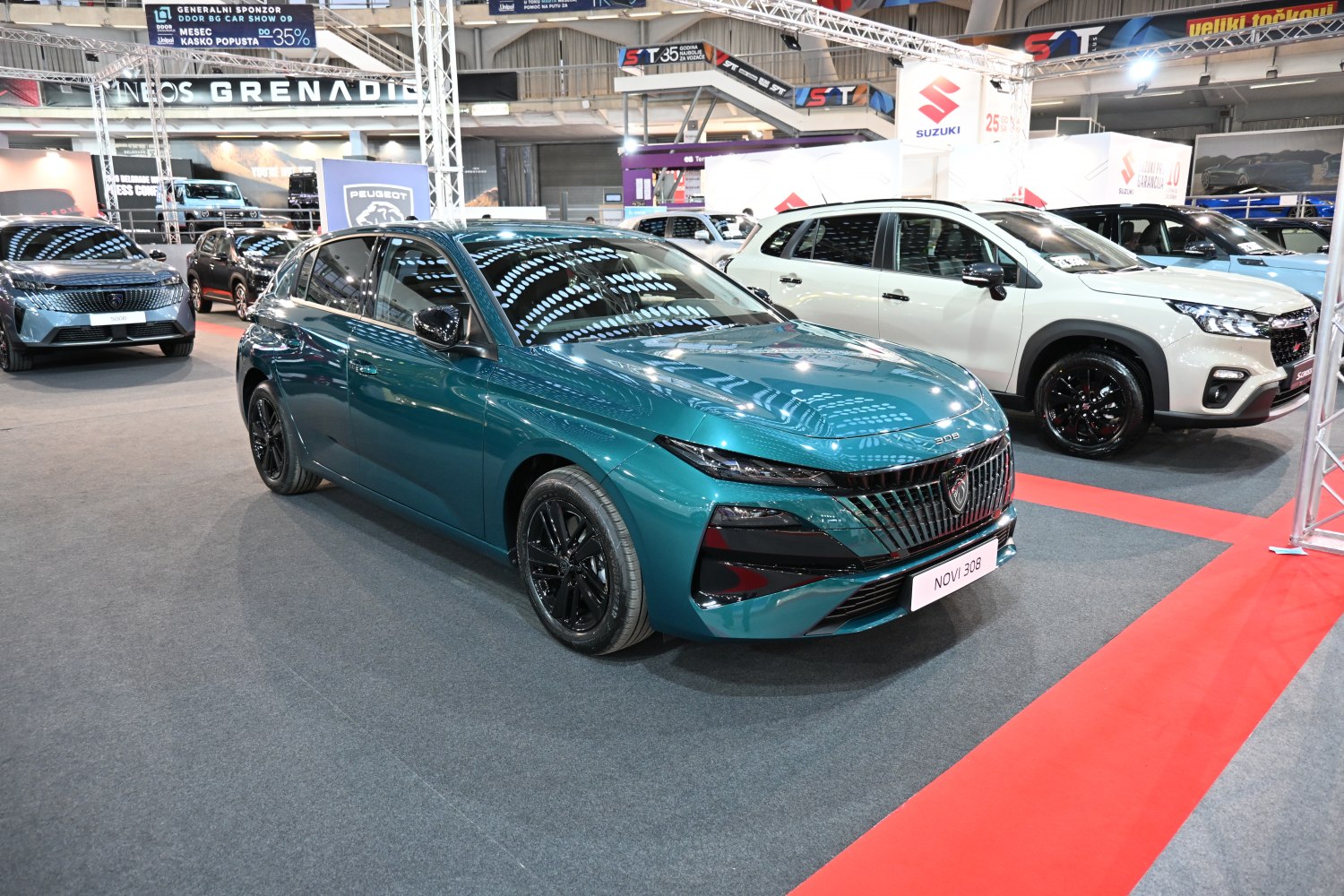 Front view of new hatchback with vertical grille and full LED headlights