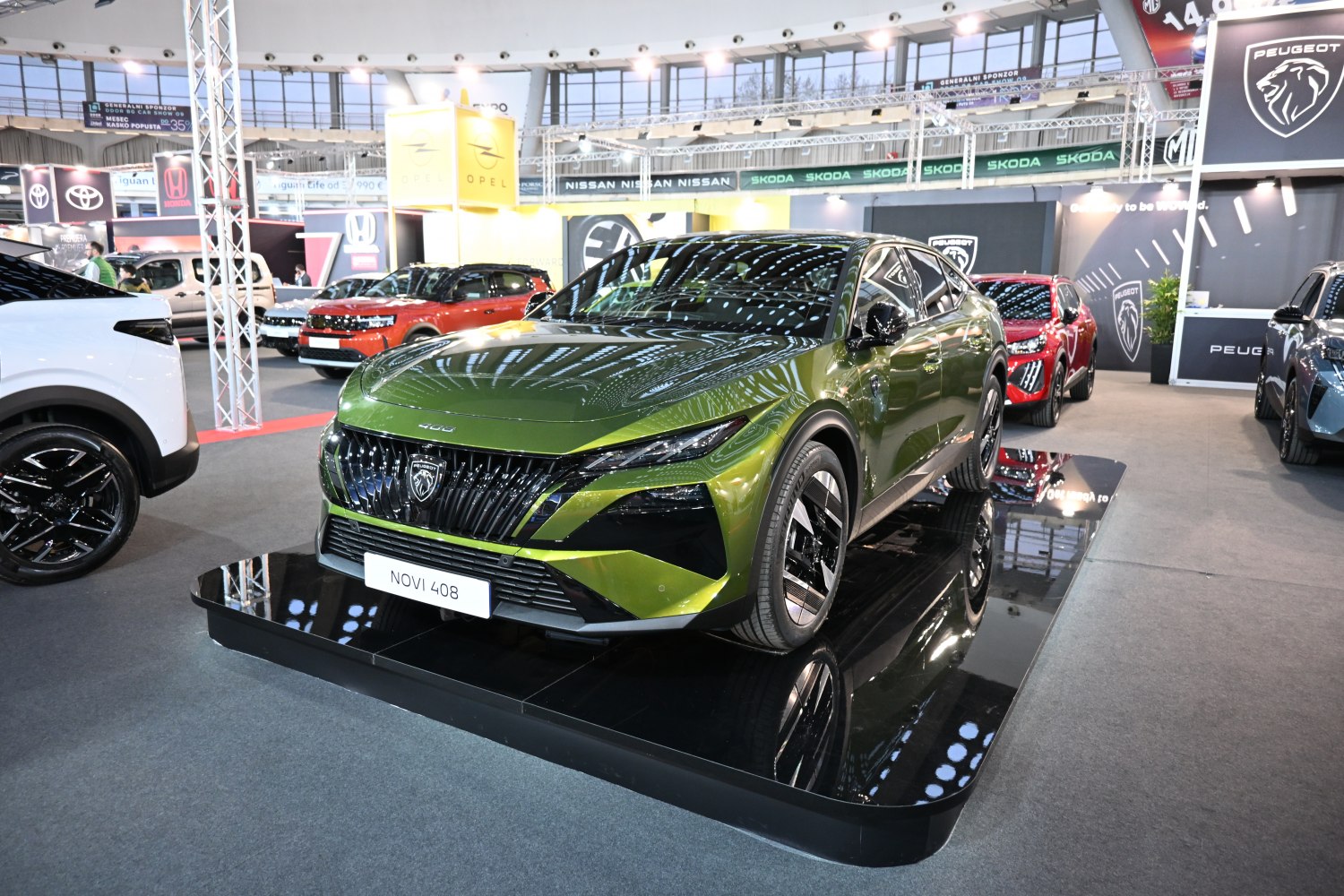 Futuristic SUV styling with LED headlights and unique grille