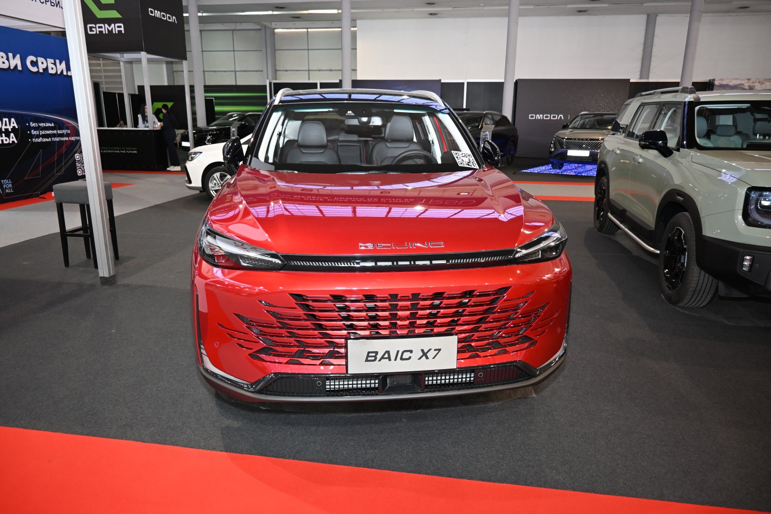 Sleek modern front grille with integrated LED headlights