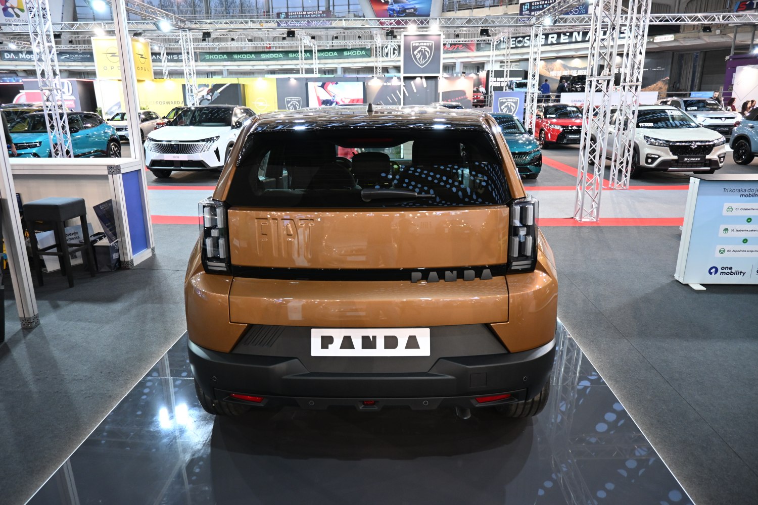Rear view with distinctive taillights and compact design