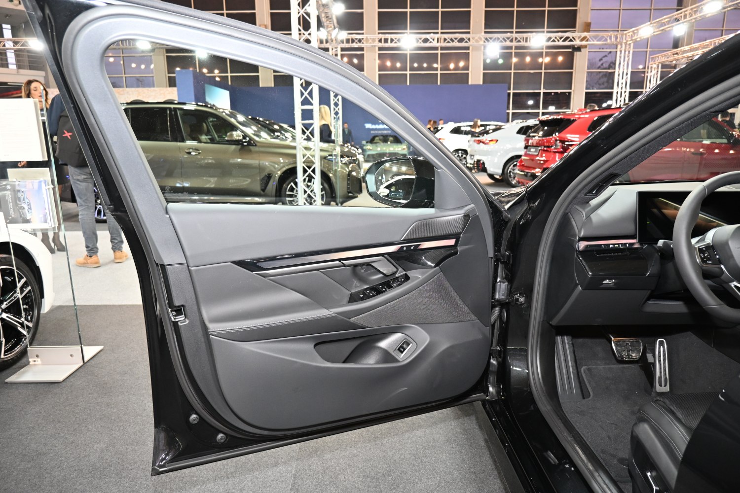 Front door panel with controls and trim