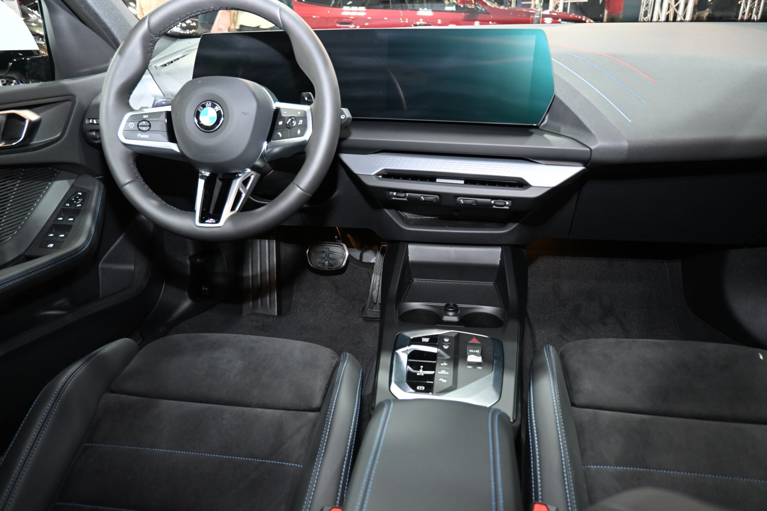 Digital dashboard and multifunction steering wheel in a modern car interior