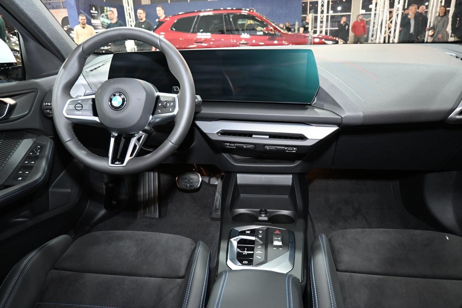 Modern dashboard and steering wheel with digital display