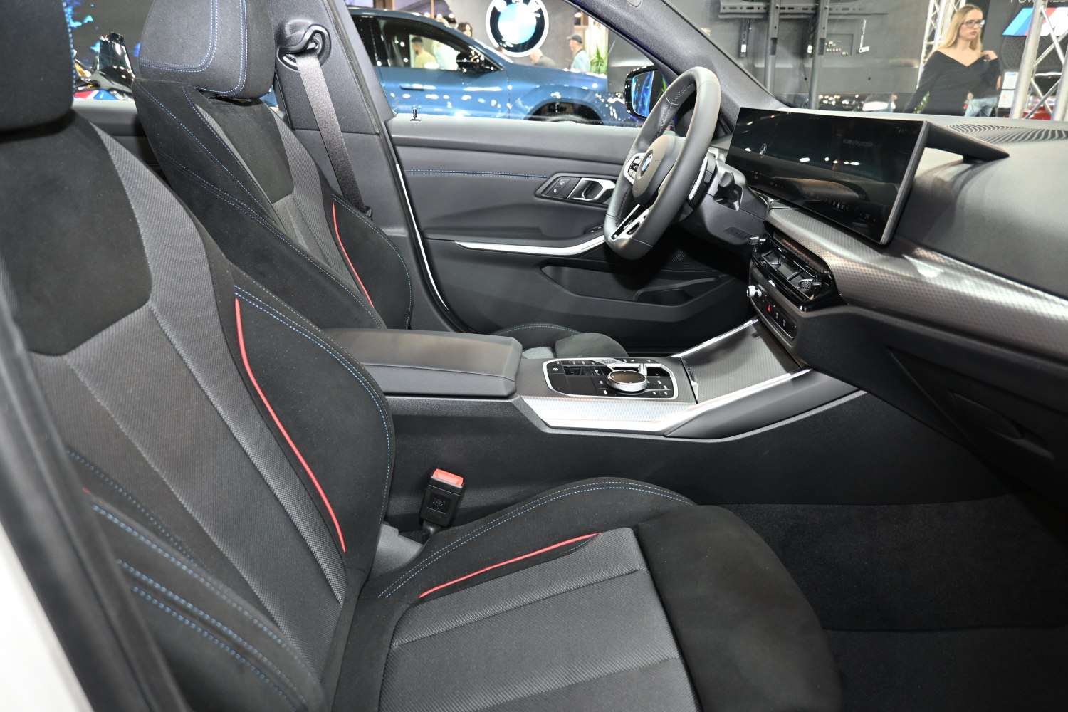 Digital dashboard and modern upholstered seats with stitching