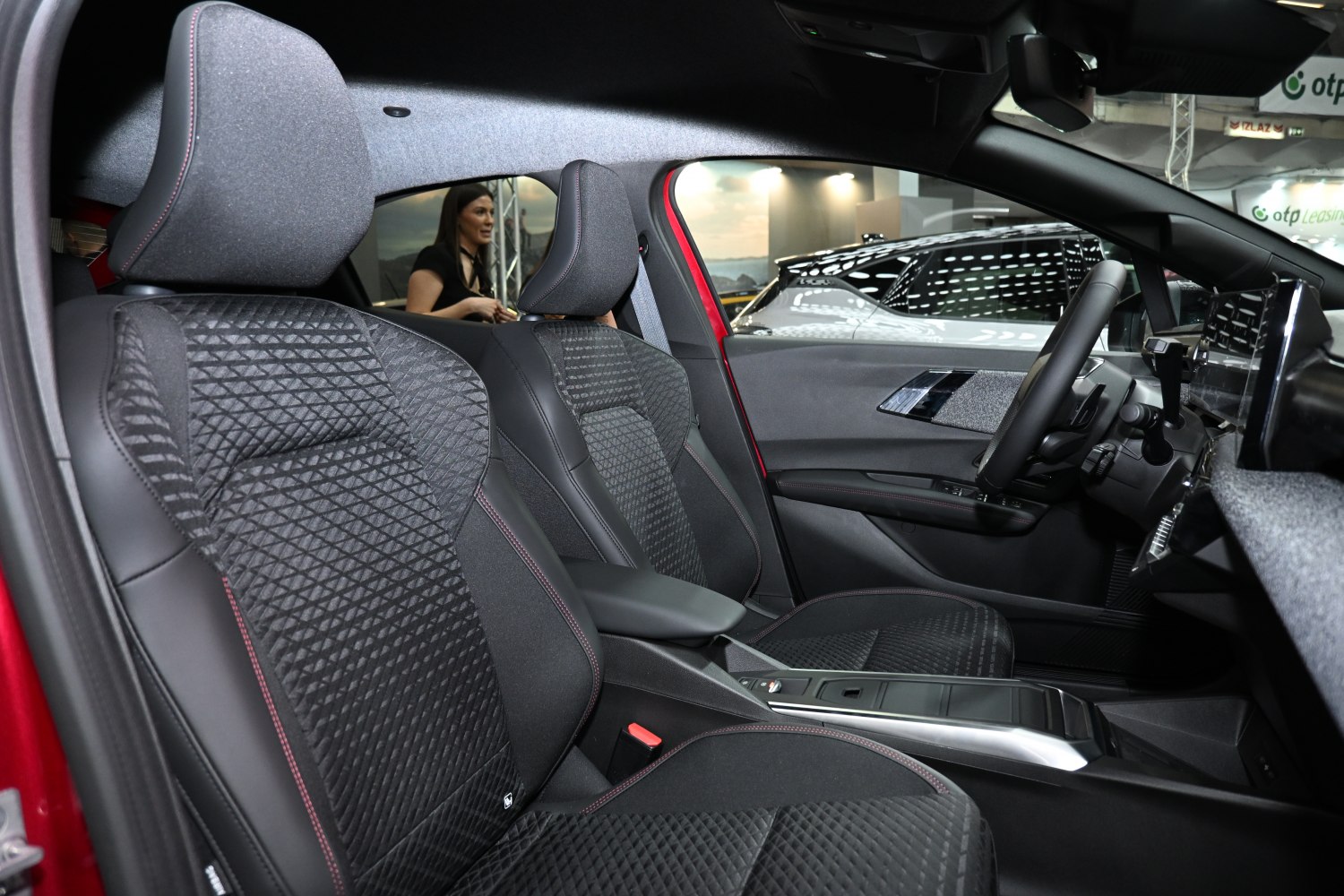 Textured seats and modern dashboard interior design