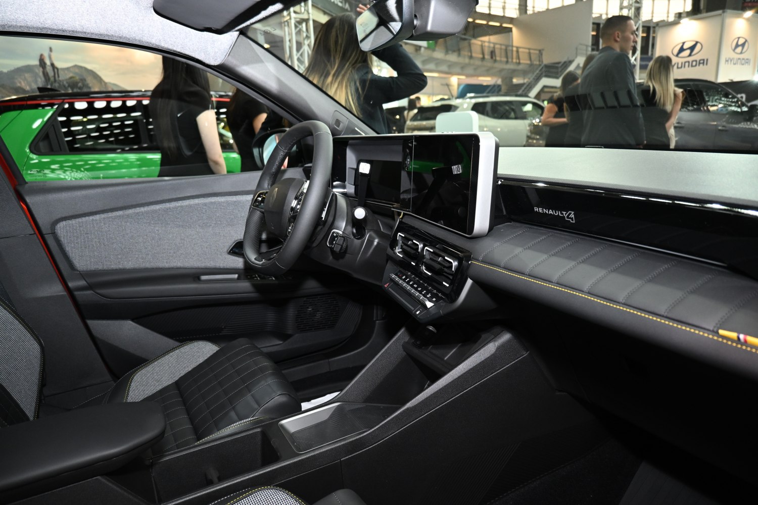 Modern digital dashboard and quilted upholstery interior