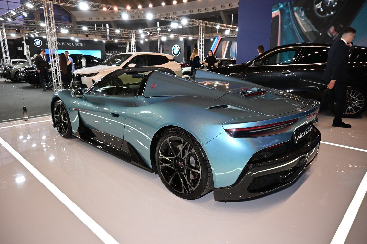 Rear three-quarter view highlighting sleek design and aerodynamic features