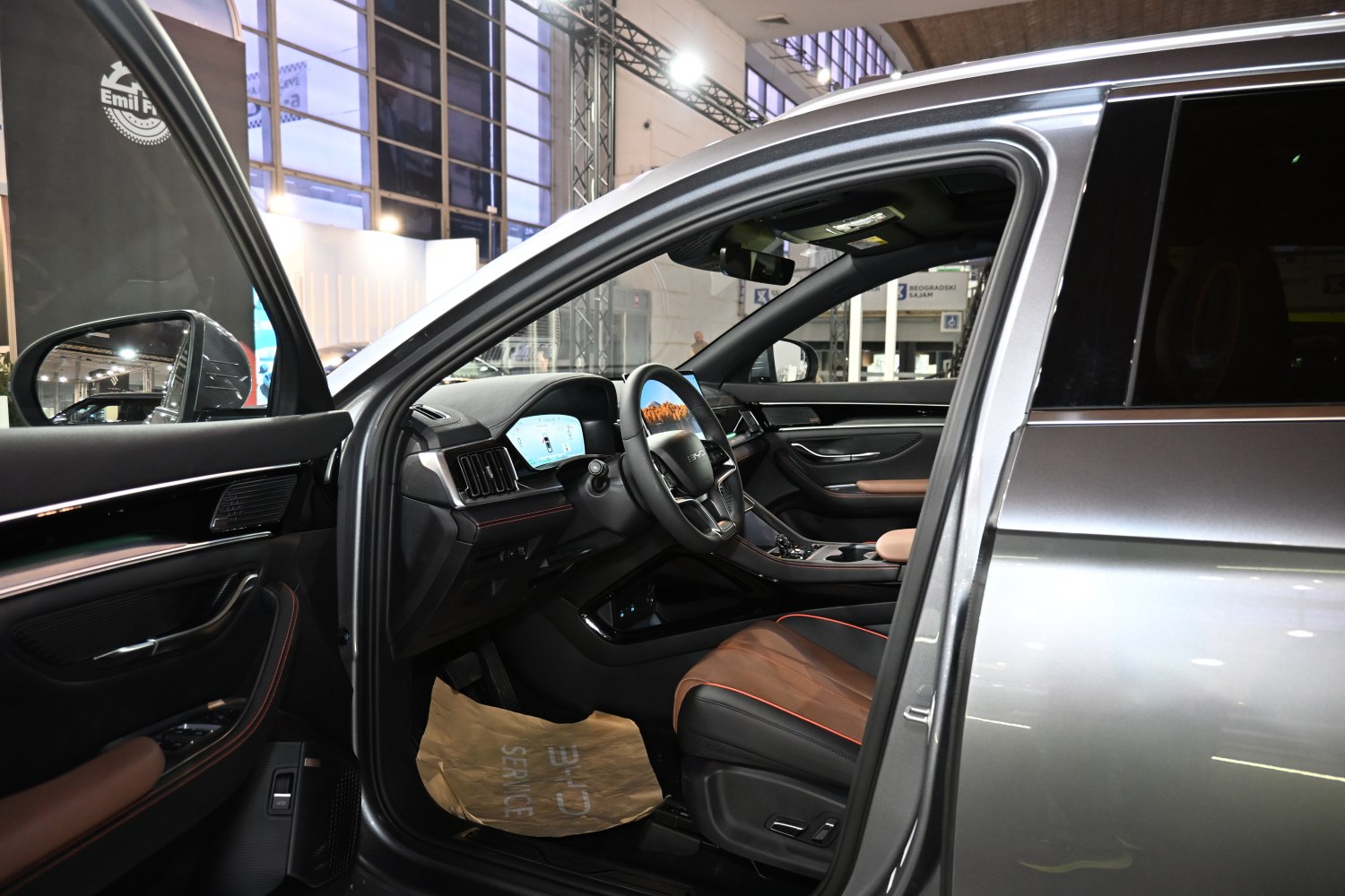 Digital dashboard and premium front interior with brown upholstery