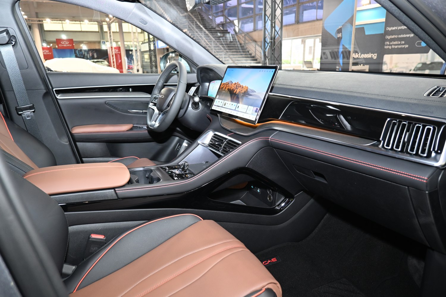 Digital display and modern dashboard with premium leather seats