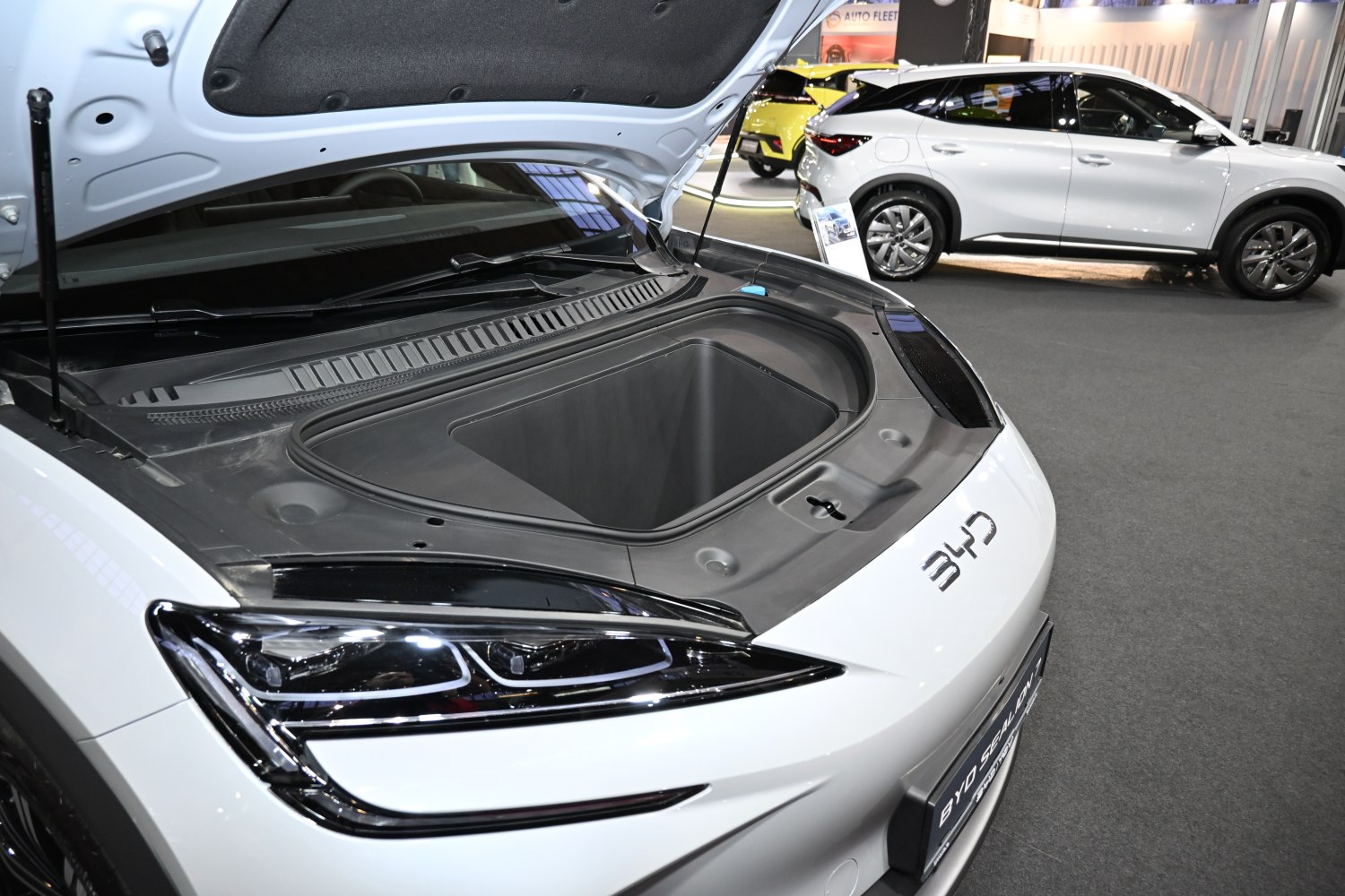 Electric vehicle front trunk and LED headlights design